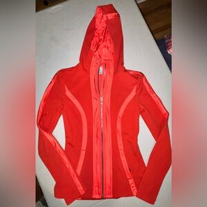 Athleta Verbier Zip Hooded Softshell Running Jacket Fire Red XXS Athleisure
